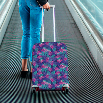 Pink And Blue Tropical Palm Leaf Print Luggage Cover