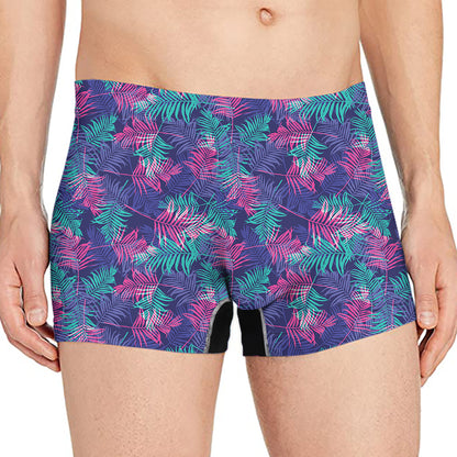 Pink And Blue Tropical Palm Leaf Print Men's Boxer Briefs