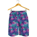 Pink And Blue Tropical Palm Leaf Print Men's Shorts