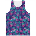 Pink And Blue Tropical Palm Leaf Print Men's Tank Top