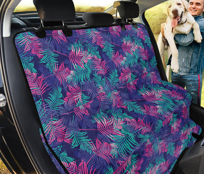 Pink And Blue Tropical Palm Leaf Print Pet Car Back Seat Cover