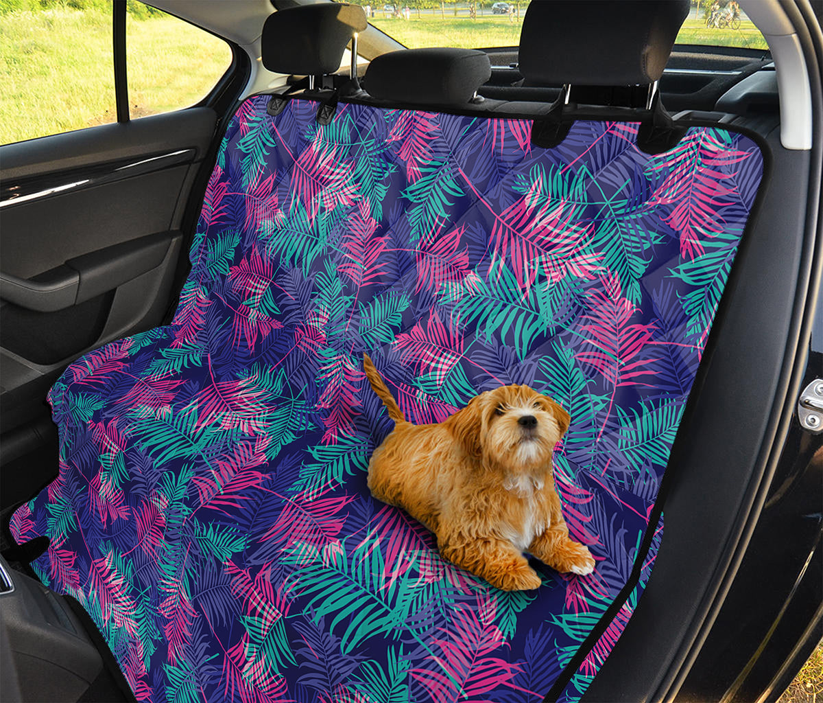 Pink And Blue Tropical Palm Leaf Print Pet Car Back Seat Cover