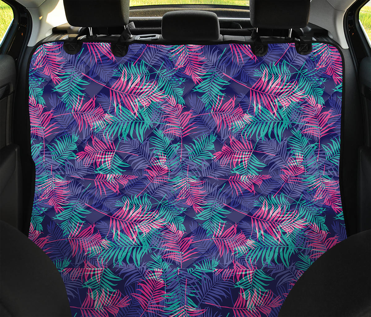 Pink And Blue Tropical Palm Leaf Print Pet Car Back Seat Cover