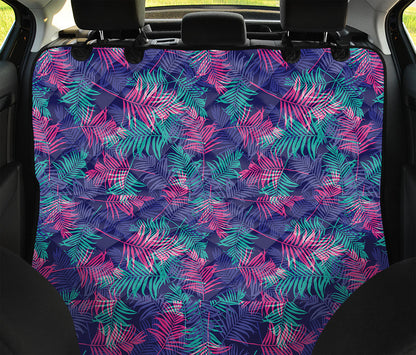 Pink And Blue Tropical Palm Leaf Print Pet Car Back Seat Cover