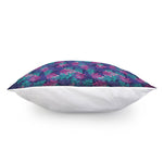 Pink And Blue Tropical Palm Leaf Print Pillow Cover