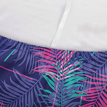 Pink And Blue Tropical Palm Leaf Print Sofa Cover