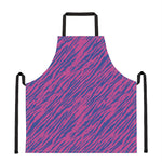 Pink And Blue Zebra Stripes Print Apron