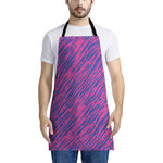 Pink And Blue Zebra Stripes Print Apron