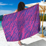 Pink And Blue Zebra Stripes Print Beach Sarong Wrap
