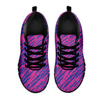 Pink And Blue Zebra Stripes Print Black Sneakers