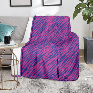 Pink And Blue Zebra Stripes Print Blanket