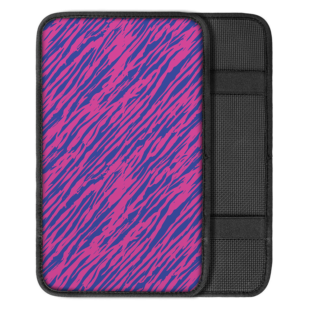 Pink And Blue Zebra Stripes Print Car Center Console Cover