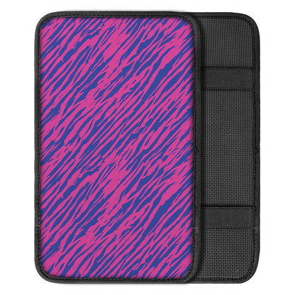 Pink And Blue Zebra Stripes Print Car Center Console Cover