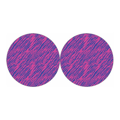 Pink And Blue Zebra Stripes Print Car Coasters