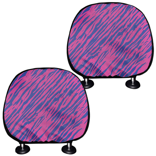 Pink And Blue Zebra Stripes Print Car Headrest Covers