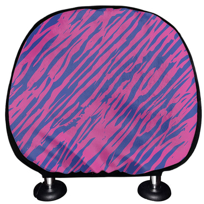 Pink And Blue Zebra Stripes Print Car Headrest Covers
