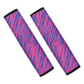 Pink And Blue Zebra Stripes Print Car Seat Belt Covers