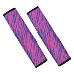 Pink And Blue Zebra Stripes Print Car Seat Belt Covers