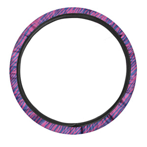 Pink And Blue Zebra Stripes Print Car Steering Wheel Cover