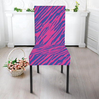Pink And Blue Zebra Stripes Print Dining Chair Slipcover