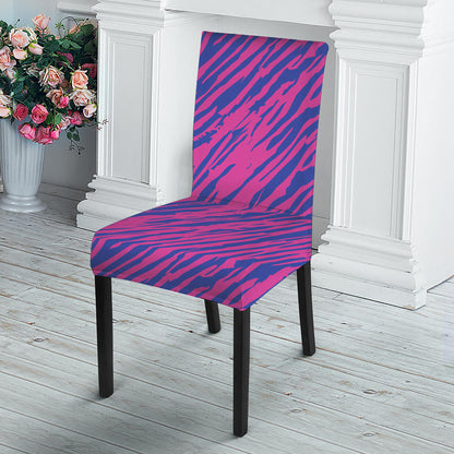 Pink And Blue Zebra Stripes Print Dining Chair Slipcover