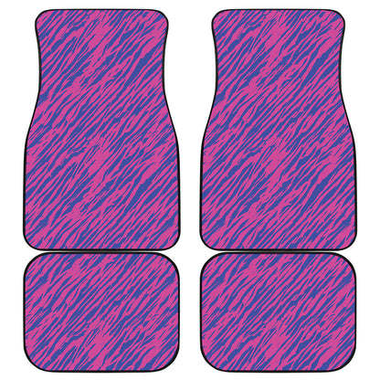Pink And Blue Zebra Stripes Print Front and Back Car Floor Mats