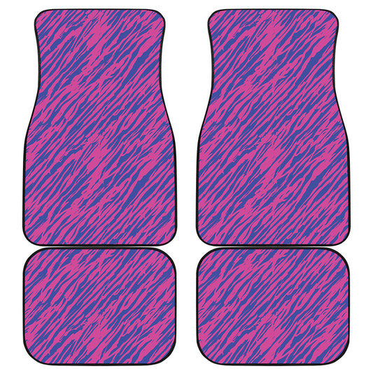 Pink And Blue Zebra Stripes Print Front and Back Car Floor Mats