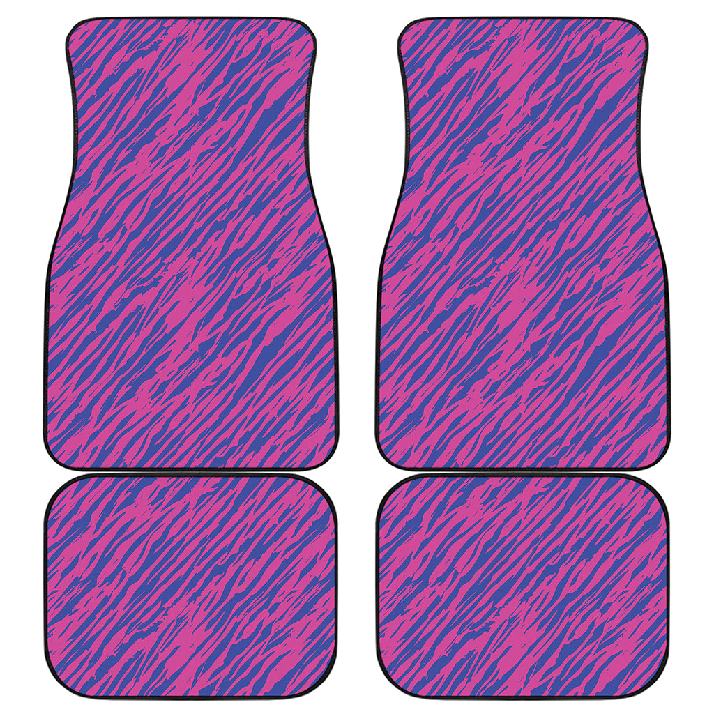 Pink And Blue Zebra Stripes Print Front and Back Car Floor Mats