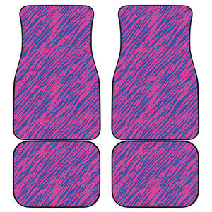 Pink And Blue Zebra Stripes Print Front and Back Car Floor Mats