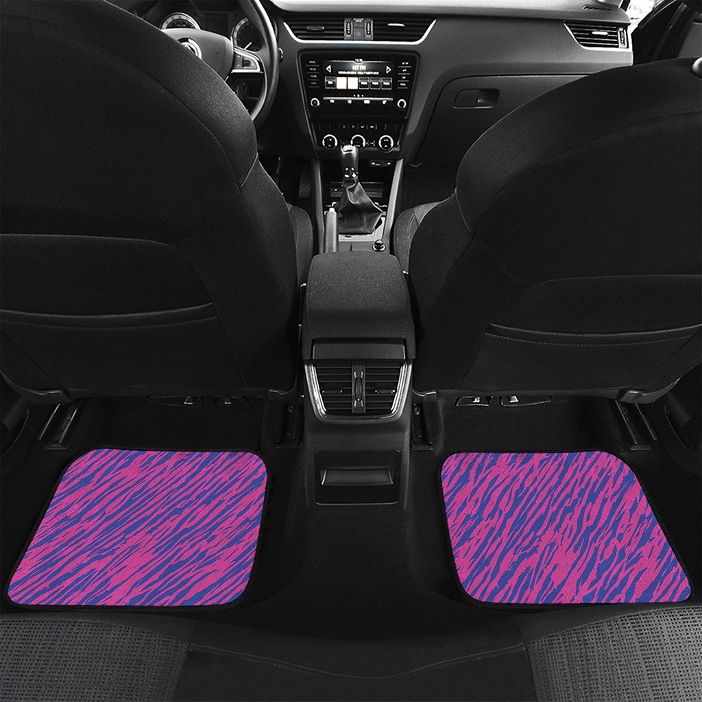 Pink And Blue Zebra Stripes Print Front and Back Car Floor Mats