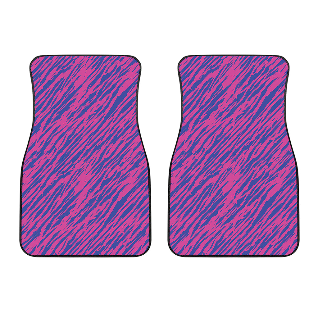 Pink And Blue Zebra Stripes Print Front Car Floor Mats