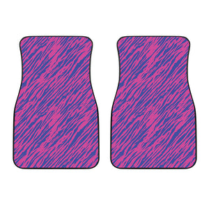 Pink And Blue Zebra Stripes Print Front Car Floor Mats