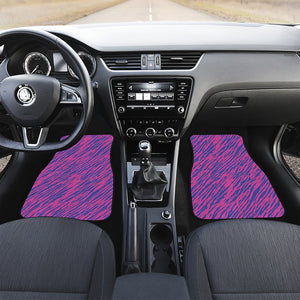 Pink And Blue Zebra Stripes Print Front Car Floor Mats