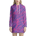 Pink And Blue Zebra Stripes Print Pullover Hoodie Dress
