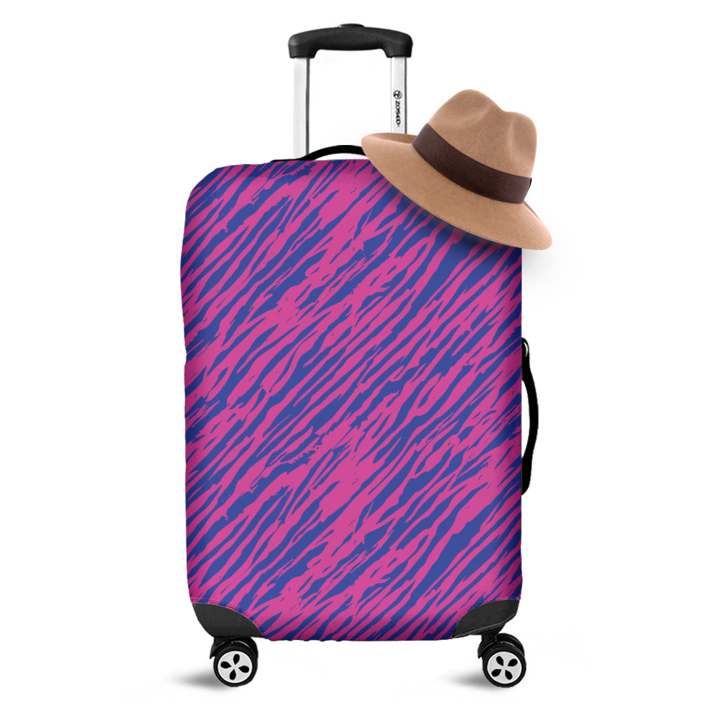 Pink And Blue Zebra Stripes Print Luggage Cover