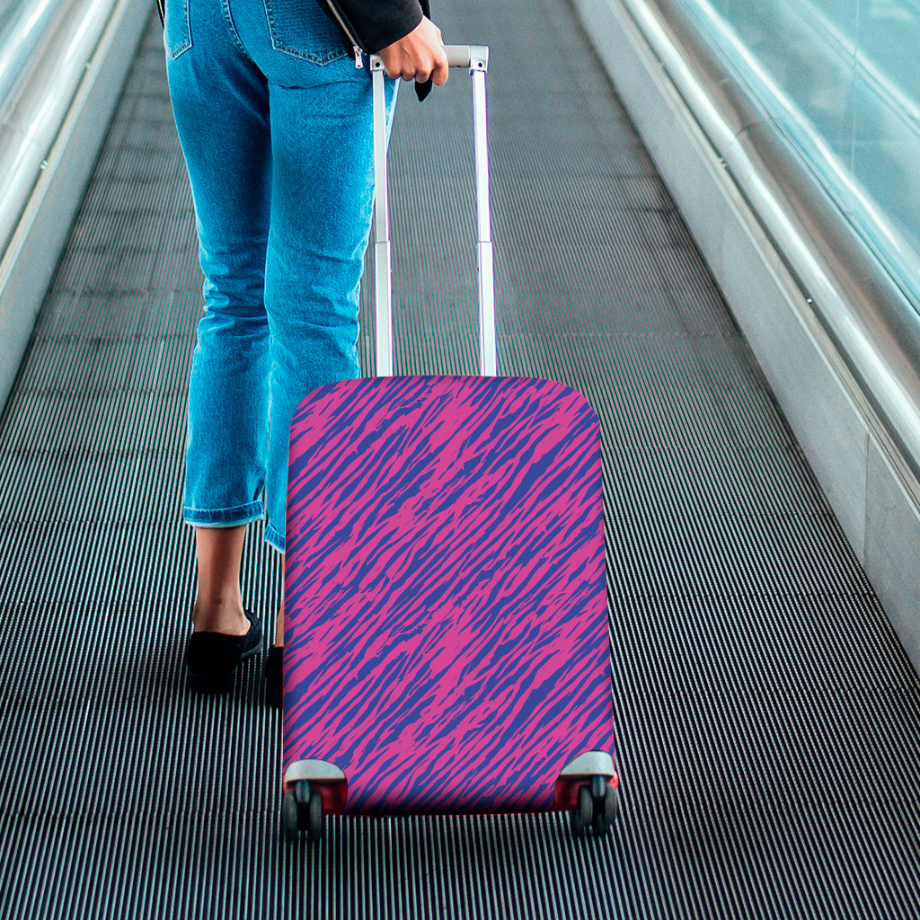 Pink And Blue Zebra Stripes Print Luggage Cover