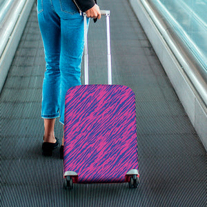 Pink And Blue Zebra Stripes Print Luggage Cover