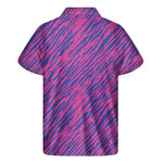 Pink And Blue Zebra Stripes Print Men's Short Sleeve Shirt