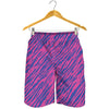 Pink And Blue Zebra Stripes Print Men's Shorts