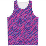 Pink And Blue Zebra Stripes Print Men's Tank Top