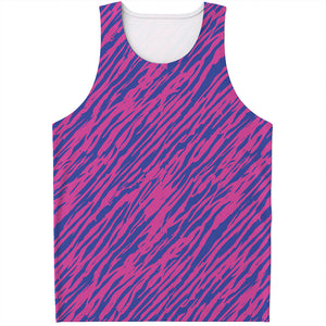 Pink And Blue Zebra Stripes Print Men's Tank Top