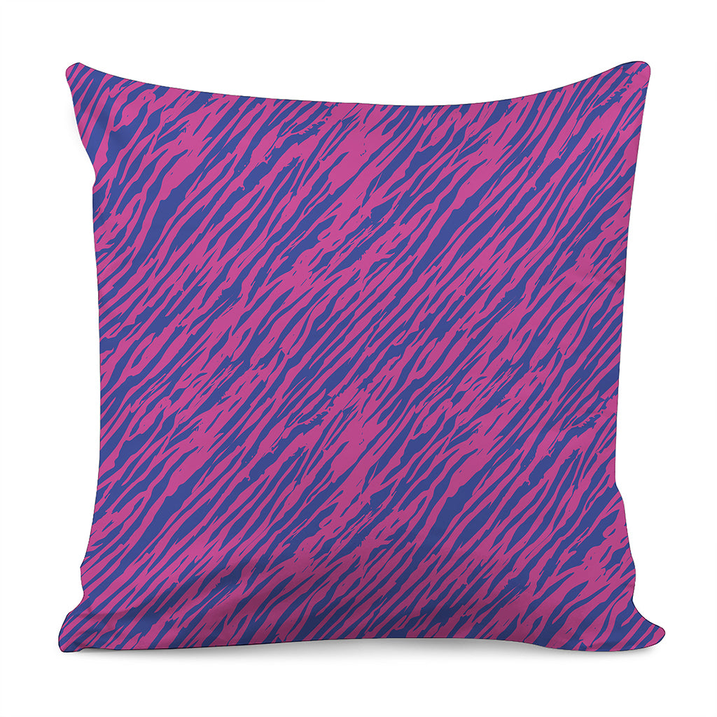 Pink And Blue Zebra Stripes Print Pillow Cover