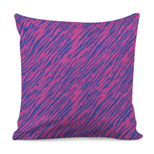 Pink And Blue Zebra Stripes Print Pillow Cover