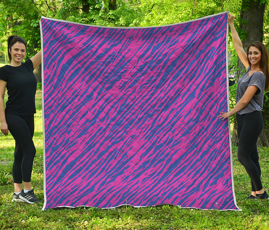 Pink And Blue Zebra Stripes Print Quilt