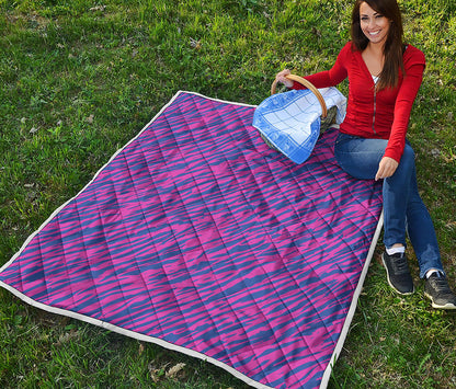Pink And Blue Zebra Stripes Print Quilt