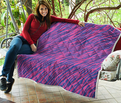 Pink And Blue Zebra Stripes Print Quilt
