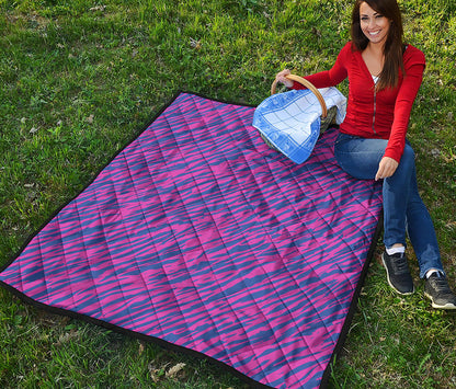 Pink And Blue Zebra Stripes Print Quilt