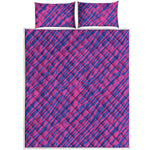 Pink And Blue Zebra Stripes Print Quilt Bed Set