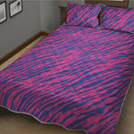 Pink And Blue Zebra Stripes Print Quilt Bed Set