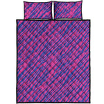 Pink And Blue Zebra Stripes Print Quilt Bed Set